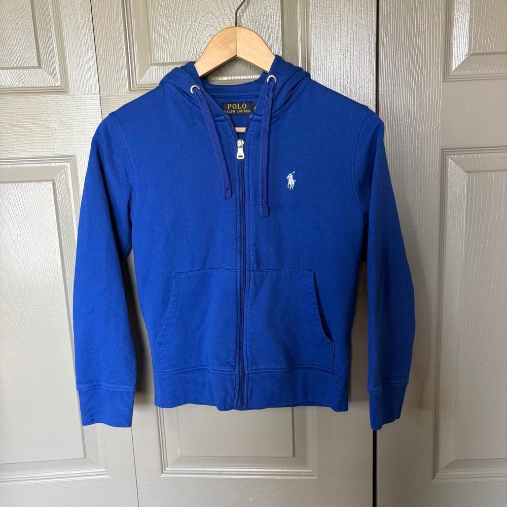 Polo Ralph Lauren Blue Zip Up Hoodie Youth XL Fits Womens Small Preppy Pony